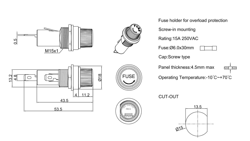 FH15-13 6*30 Fuse 도면