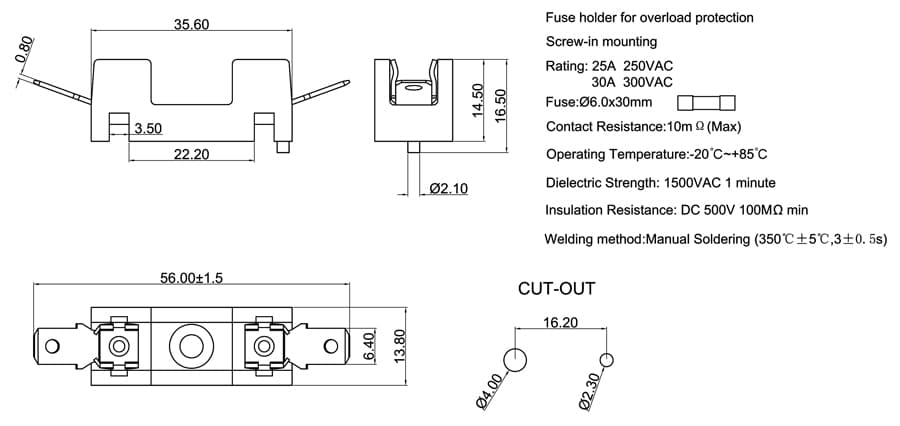 FH15-203 (6*30 fuse) 도면