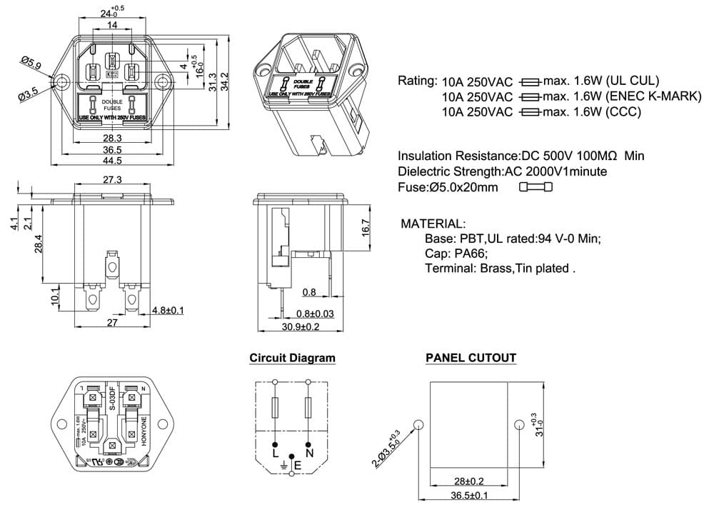 S-03DF-11(2) double fuse 도면