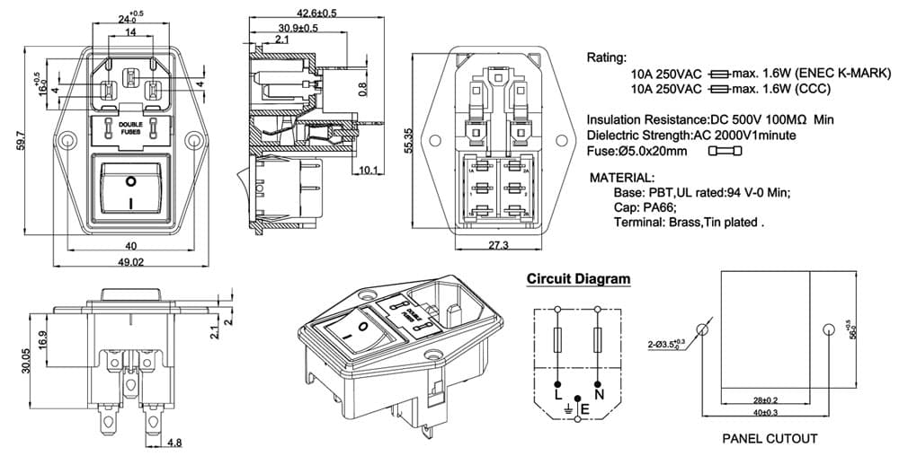 S-03DF-21S 双保险丝座 도면