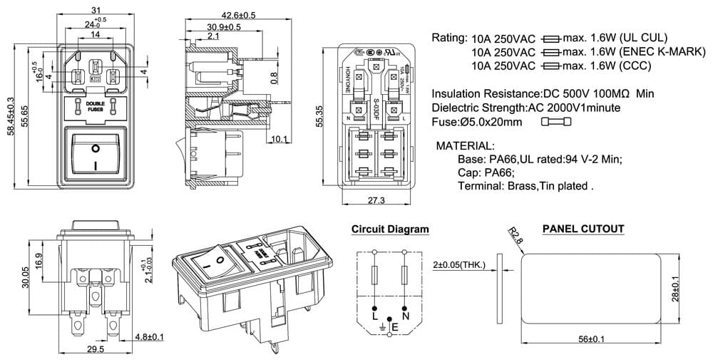 S-03DF-12S(2)双保险丝座 도면