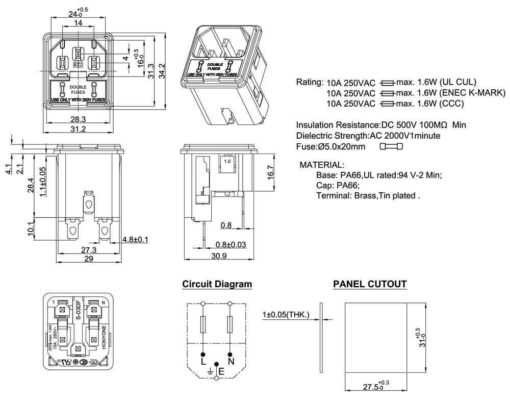 S-03DF-12 DOUBLE FUSE 도면