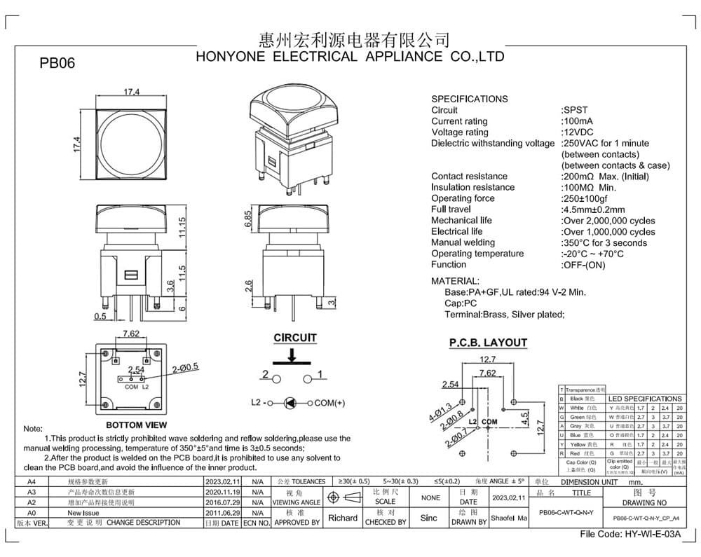 PB06-C-WT-RGB-9-N 도면