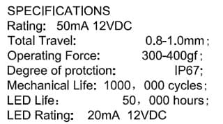 PTM19-11M-F-RRGB-A6-H2-3.5 사양표